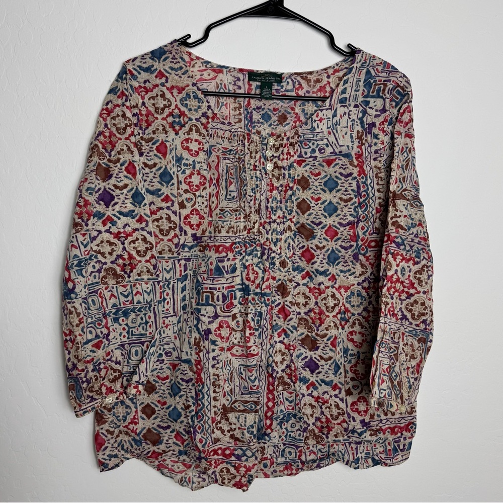 Ralph Lauren Colorful Abstract Print Top - Picture 2 of 8